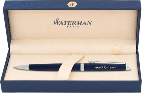 Miniatura 8 de Bolígrafo Waterman Personalizado Bolígrafo de Bola Waterman Hemisphere con Acción de Giro Grabado en Laca Negra Brillante con Ribete Cromado.
