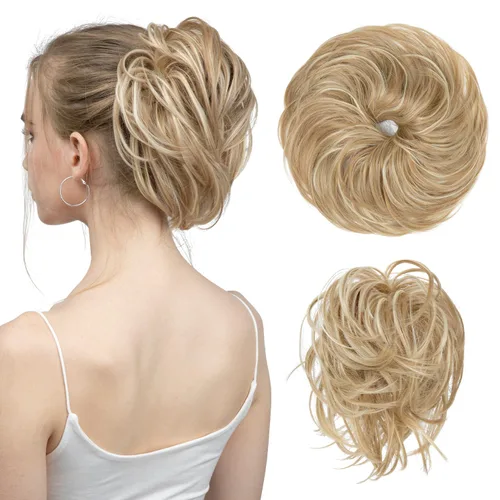Miniatura 35 de SARLA 2 piezas de cabello desordenado color burdeos, onduladas, rizadas, sintéticas, coleteros falsos, extensiones de cola de caballo para mujeres