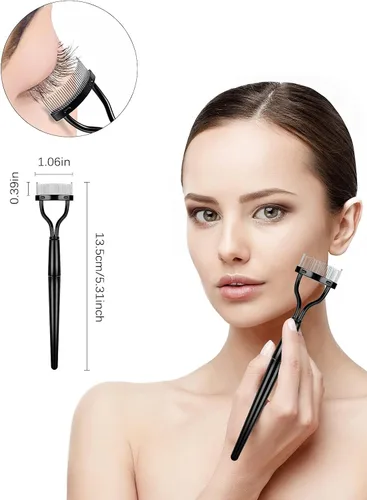 Miniatura 3 de EBANKU 7 Uds. Herramientas de cepillo de peine de pestañas, cepillo de cejas, peine separador de pestañas, herramienta profesional para cejas