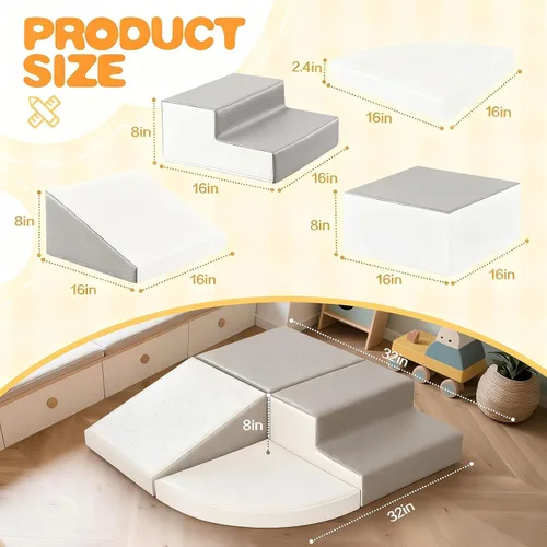 Miniatura 3 de Sumbababy Bloques de espuma de escalada para niños pequeños: Escalador suave de cuero sintético impermeable - 4 piezas de juguetes de escalada