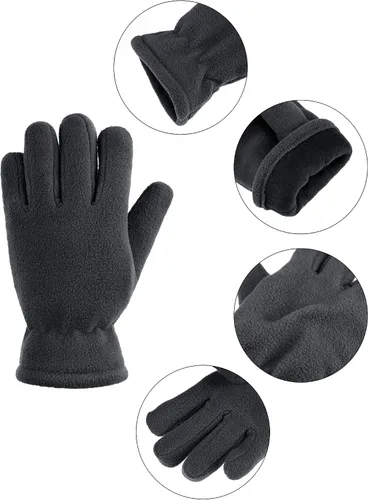 Miniatura 3 de 3 pares de guantes de invierno de forro polar para niños, guantes cálidos de dedos completos para niños, niñas, niños, suministros de actividades al
