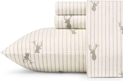 Miniatura 19 de Eddie Bauer - Sábanas de franela tamaño Queen, algodón resistente a las bolitas y arrugas, juego de sábanas con fundas de almohada y sábana ajustada