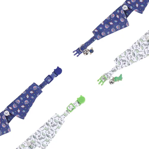 Miniatura 3 de Juego de 2 collares de gato con corbata de moño y campana para gatito ajustable de seguridad