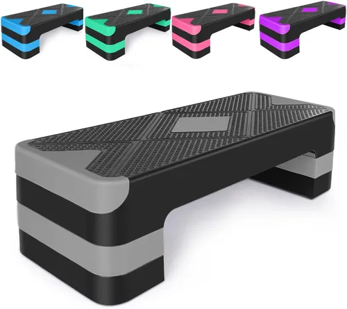 Miniatura 6 de Escalón aeróbico ajustable para entrenamiento en fitness y ejercicio, plataforma de entrenamiento de 3 ajustes, altura ajustable de 4 a 6 a 8