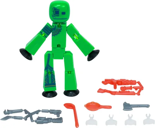 Zing StikBot Zingtannica Paquete de Acción - Figuras de Acción Coleccionables y Accesorios, Incluye 1 Stikbot, 1 Juego de Accesorios, Animación Stop