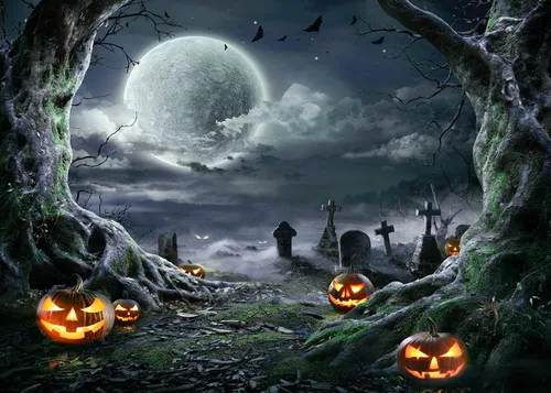 Fondo de Halloween para fotografía, fondo de terror, telón de fondo de calabaza aterradora y luna para decoración de fiestas, accesorios de estudio