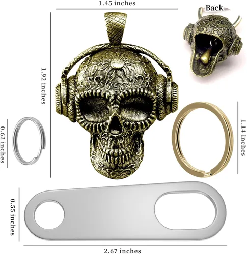 Miniatura 2 de Llavero de motocicleta Guardian Luck Bell Rock Skull Biker Gremlin Bell Car Llavero Accesorios con colgador de campana de motocicleta