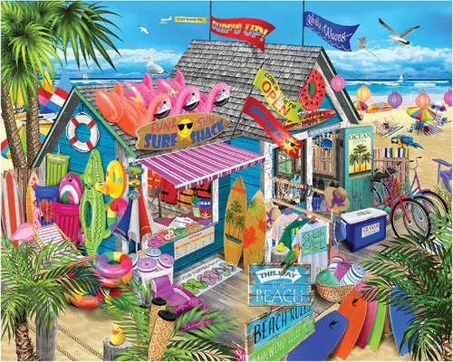 White Mountain Rompecabezas de 1000 piezas de verano para la playa, tienda con piezas grandes, regalo para adultos y familia de 24 x 30 pulgadas -