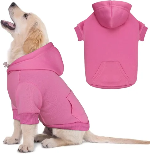 Miniatura 24 de Suéteres para perros grandes, suéter con capucha para perro de vellón cepillado suave sólido, ropa para mascotas, sudadera con capucha para mascotas