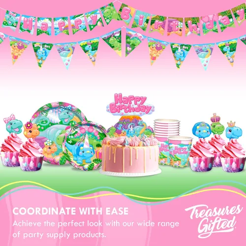 Miniatura 6 de Treasures Gifted Globo de dinosaurio para niña, paquete de 12, globos de látex de dinosaurio de 12 pulgadas, decoraciones de dinosaurio para niñas