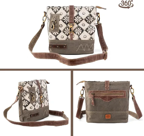 Miniatura 3 de 3B SHOUZO Messenger and Shoulder Bag - Upcycled Vintage Canvas & Leather