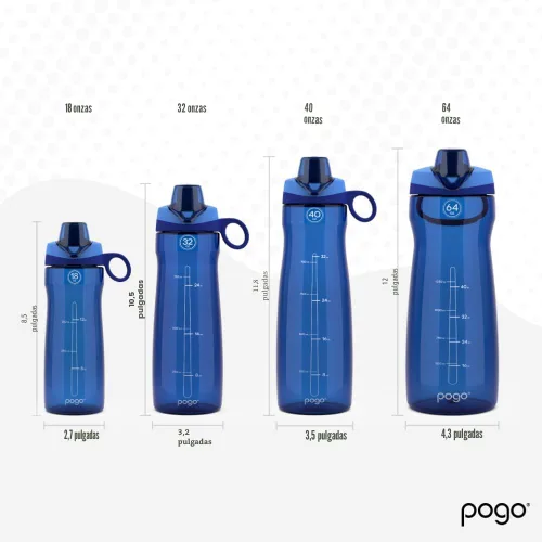 Miniatura 3 de Pogo Botella de agua de plástico tritán sin bisfenol A con tapa con pico de 18 onzas, color azul