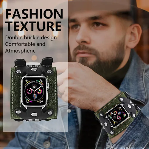 Miniatura 3 de VIQIV Correas de cuero compatibles con Apple Watch 38/40/41/42/44/45/1.929 in Series 9 8 7 6 5 4 SE Ultra Band para mujeres y hombres, correas