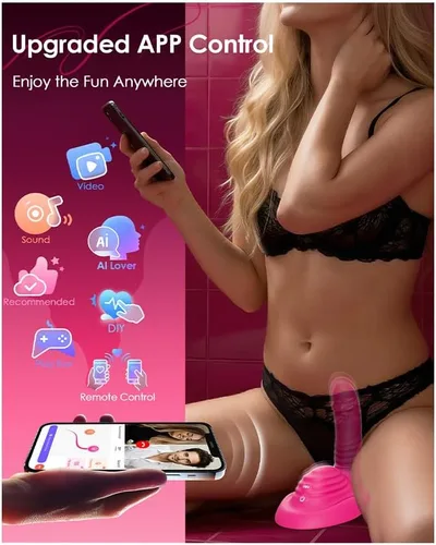 Miniatura 4 de Consolador de empuje para montar a caballo - Molinillos sexuales con control remoto con 9 empujes y vibraciones para estimulación del punto G