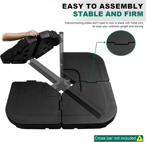 Miniatura 3 de SZHLUX 4 piezas de 185 libras de capacidad de alta resistencia voladiza Offset Base de sombrilla de patio, base cuadrada resistente al viento