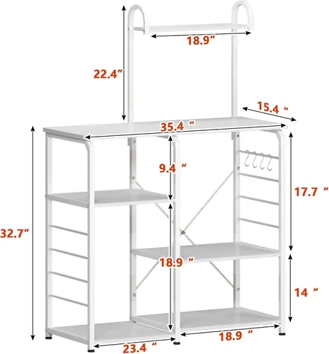 Miniatura 2 de DlandHome Soporte de microondas para cocina, soporte de carrito de microondas de 35.4 pulgadas, almacenamiento de utilidad de cocina de 3 niveles x
