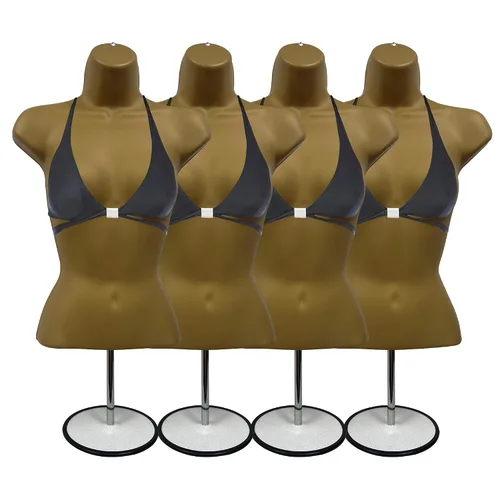 Miniatura 31 de DisplayTown - Maniquí femenino con torso y soporte de metal, parte trasera hueca, cuerpo apilable, forma para exhibir camisetas, mostrador