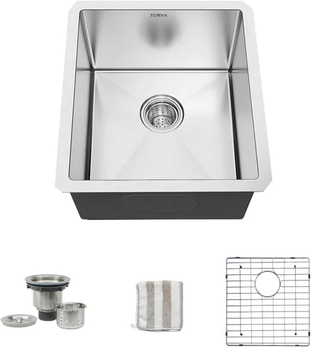 Miniatura 18 de TORVA Fregadero de Montaje Bajo para Cocina de 17 x 19 Pulgadas, Fregadero de Barra de Acero Inoxidable 304 Premium - 9 Pulgadas de Profundidad