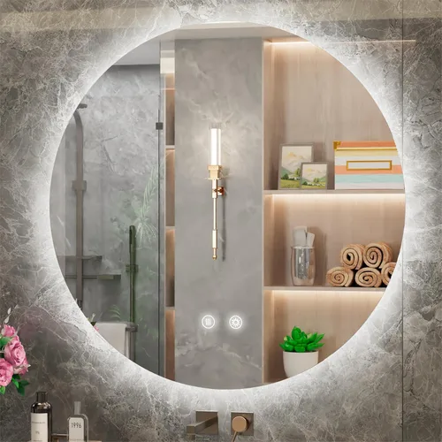 Miniatura 20 de Espejo LED para baño de 24 pulgadas, 3 temperaturas de color (3000K/4500K/6000K), retroiluminación regulable, antivaho, vidrio HD de 5MM, CRI 90+