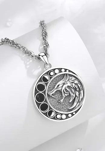 Miniatura 2 de CELESTIA Collares vikingos de plata de ley 925 para hombres y mujeres, martillo de Thorslobo vikingorunas vikingasYggdrasil