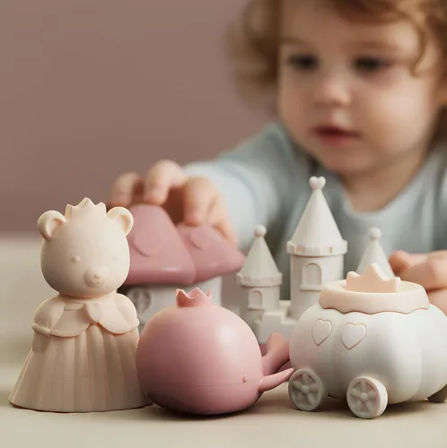 Miniatura 7 de MarcZero Juguetes de Baño de Silicona Princesa 8 Piezas para Niños Pequeños Niños Bebés, Juguetes de Agua para Bañera, Conjunto de Juguetes de Rosa