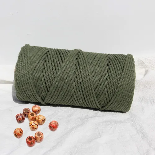 Miniatura 45 de Cordón de macramé de 1/64 pulgadas (0.157 in) de color rosa claro, hilo de algodón natural para tejer a mano a mano, 4 hebras para colgar