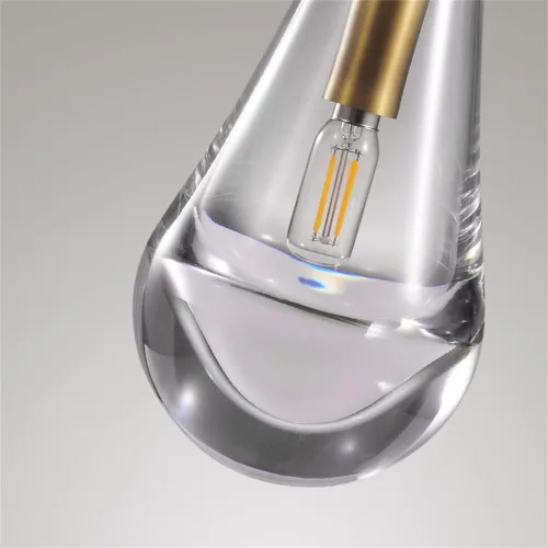Miniatura 6 de Luces Colgantes Modernas de Gota de Lluvia, Luces Colgantes para Isla de Cocina, Lámpara de Comedor con Barra de Latón, Candelabro de Gota de Lluvia