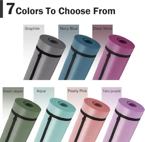 Miniatura 7 de BalanceFrom Tapete de Yoga de 1 Pulgada Extra Grueso Tapete de Ejercicio de Alta Densidad con Superficie Antideslizante y Correa de Transporte