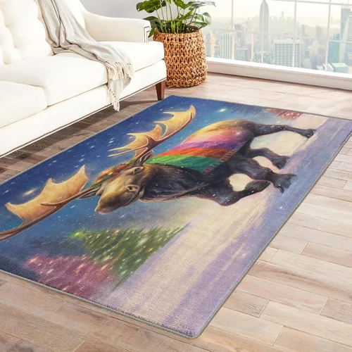 Miniatura 17 de Alfombra de oso de 2 x 3 pies, alfombra de Navidad para entrada, sala de estar, dormitorio, alfombra de animales salvajes, decoración de habitación
