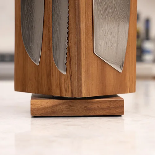 Miniatura 6 de SENKEN - Bloque magnético giratorio para cuchillos sin cuchillos, madera dura de acacia natural, rotación de 360 grados, imanes de neodimio ultra