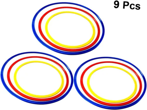 Miniatura 4 de BESPORTBLE Juego de pies 9 anillos de agilidad de fútbol en círculos de entrenamiento amarillo, rojo y azul