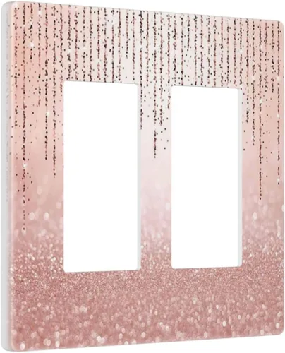Miniatura 69 de Cubierta de interruptor de luz rosa brillante con purpurina de 1 banda, sin dispositivo, placa de pared en blanco decorativa para adolescentes, Rosa