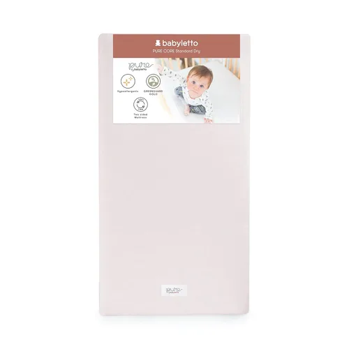 babylettoColchón de cuna de núcleo puro Babyletto, cubierta a prueba de agua seca, 2 etapas, GreenGuard Gold Certified