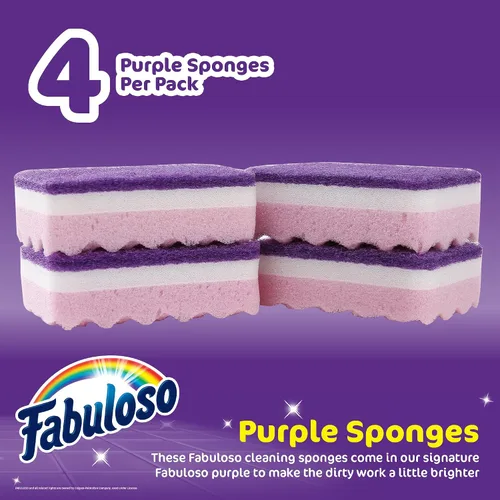 Miniatura 2 de Esponjas Fabuloso, Púrpura - Limpiador sin arañazos para platos y superficies - Esponja para lavar platos para una experiencia de limpieza audaz