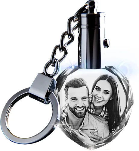 Miniatura 5 de CAPTUR3D Llavero con luz de cristal para fotos con foto personalizada grabada y luz LED regalo personalizado
