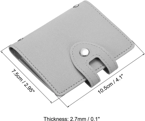Miniatura 2 de PATIKIL Soporte para tarjetas de crédito, 1 paquete de cartera delgada de cuero, organizador de almacenamiento de tarjetas de visita con 30 ranuras