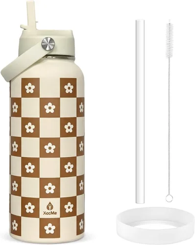 Miniatura 8 de Botella de agua aislada de 22 onzas, botellas de agua a prueba de fugas de acero inoxidable, taza térmica de viaje de boca ancha de doble pared
