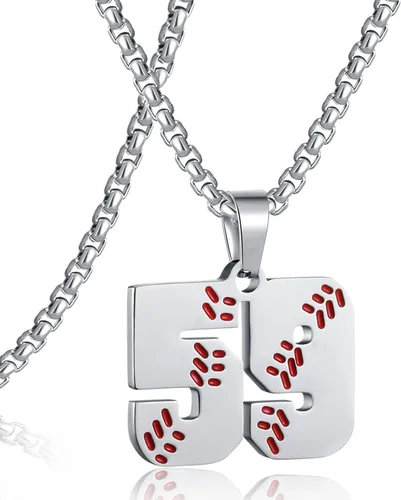 Miniatura 101 de SKQIR Colgante de número de jersey de béisbol para hombres y niños - Cadena de acero inoxidable para atletas - Negro