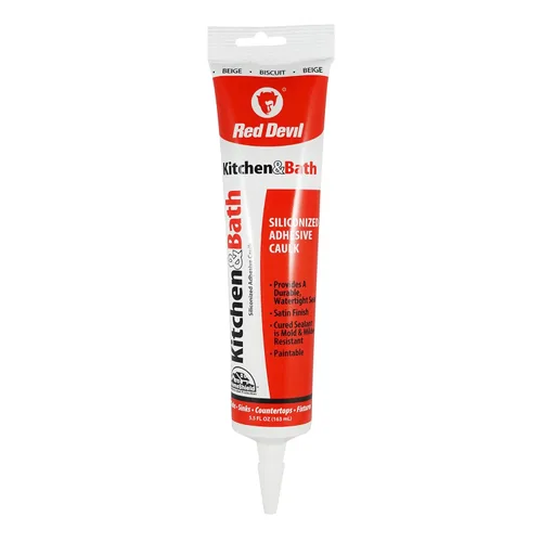 Red Devil 040520 Calafateo y sellador acrílico de silicona, 100% impermeable, pintable, calafateo blanco roto para cocina, baño, ventana, con