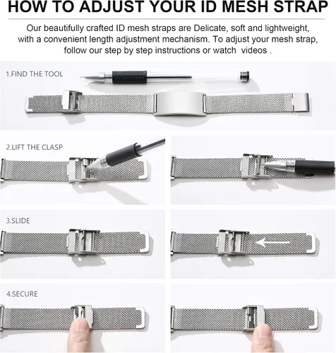 Miniatura 7 de VNOX Medical Alert Bracelets for Men & Women Kids with Free Engraving Adjustable Stainless Steel Mesh Emergency Medical ID Bracelets Wristband