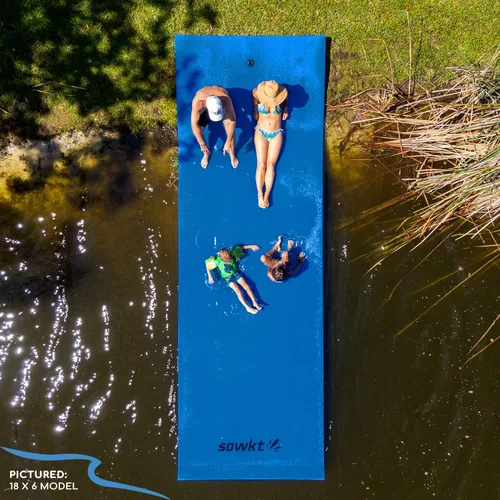 Miniatura 6 de SOWKT Aqua Lily Pad - Tapete flotante para lago y piscina, tapete flotante de espuma de 18 x 6 y 8 x 4 pies para barco, tapete de agua, almohadilla