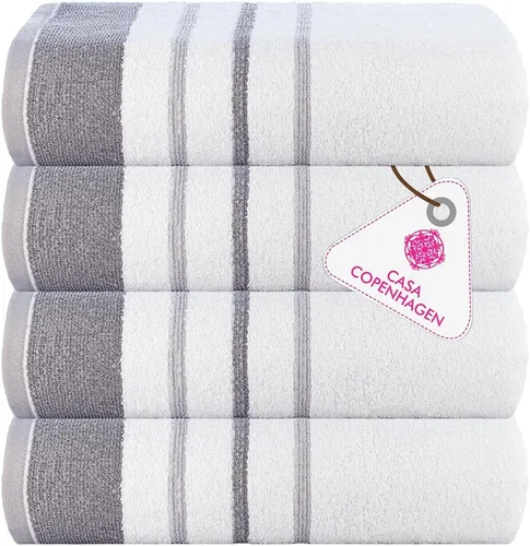 Miniatura 140 de CASA COPENHAGEN Juego de 6 toallas de palomitas de maíz, color azul polvoriento, 21.16 oz/m², 2 toallas de baño, 2 toallas de mano y 2 toallas