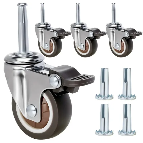 JGJC 4 ruedas de 2 pulgadas de goma sin marcas | 5/16" × 1-1/2" (8×38mm) cuello de agarre con tapones de manga | Juego de 4 ruedas resistentes con