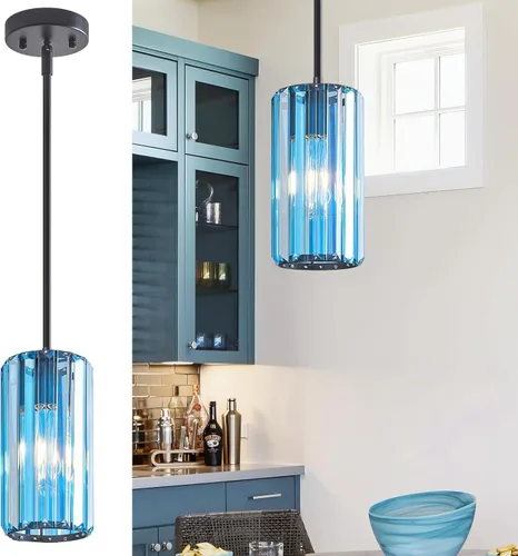 Miniatura 31 de Iluminación colgante dorada moderna mini candelabros de cristal, lámpara colgante ajustable para cocina, isla, comedor, pasillo, dormitorio