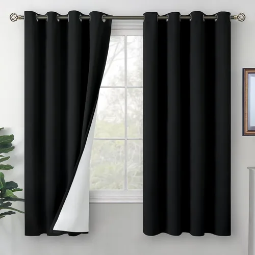 Miniatura 39 de BGment Cortinas opacas cortas de 30 pulgadas de largo, 2 paneles de cortinas 100% de oscurecimiento de la habitación para ventanas pequeñas