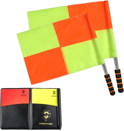 Shinestone Bandera de árbitro de fútbol Partido deportivo Banderas de línea de fútbol con estuche Equipo de árbitro-2 diseños