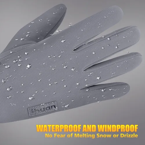 Miniatura 5 de ihuan Guantes de invierno para hombres y mujeres, guantes de clima frío para correr, ciclismo, guantes impermeables para la nieve, guantes cálidos