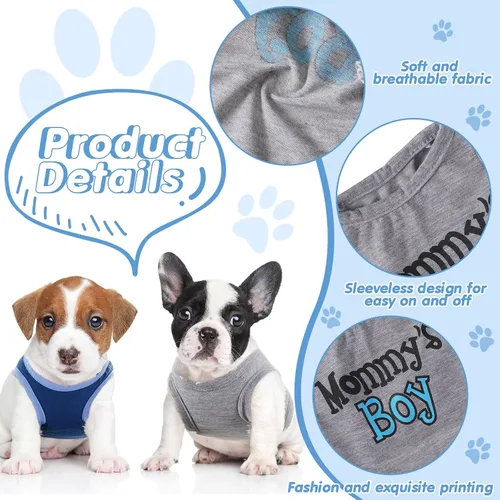 Miniatura 3 de Sadnyy Paquete de 6 Camisetas de Invierno para Perro Macho, Ropa para Mascotas, Camiseta sin Mangas para Gatito, Camisetas con Letras para Perros