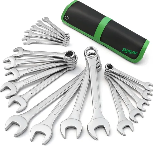 Miniatura 11 de SWANLAKE GARDEN TOOLS Juego de llaves SAE de 15 piezas, juego de llaves combinadas premium con muesca en V, SAE de 1/4" a 1", par máximo, 12 puntos
