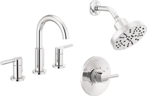 Miniatura 14 de Delta Faucet Nicoli Serie 14 Grifo de ducha de un solo mango con cabezal de ducha H2Okinetic de 5 ajustes, grifo de lavabo de baño generalizado